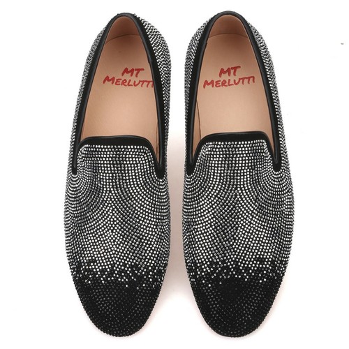 Merlutti Plata Mocasín Negro Pedrería Punta Plano - Imagen 4 de 4