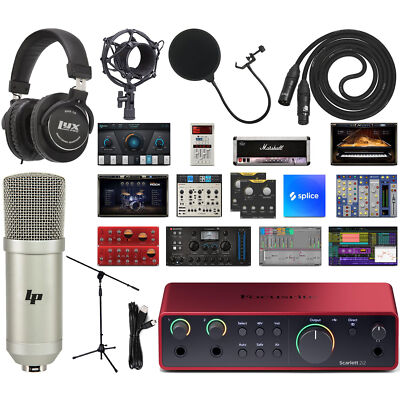 Focusrite Scarlett 2i2 4th Gen USB Audio Interface Kit W/Software & Accessories