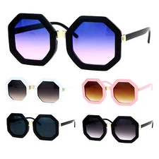 SA106 Womens Thick Plastic Octagon Retro Designer Sunglasses