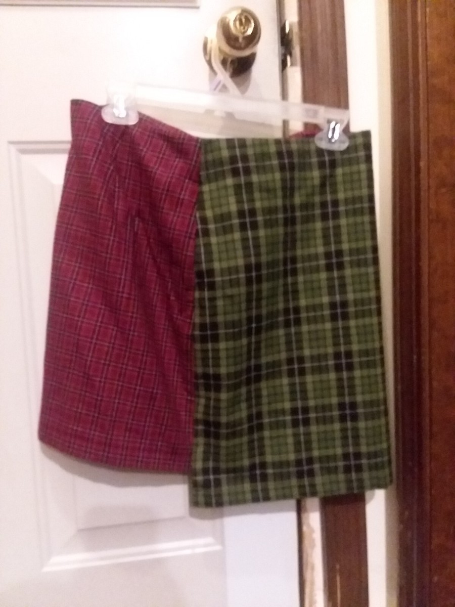 THE RAGGED PRIEST PLAID TARTAN MINI SKIRT GREEN AND PINK WITH