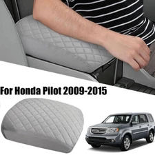 For Honda Pilot 2009-2015 PU Leather Armrest Center Console Lid Cover Trim Gray