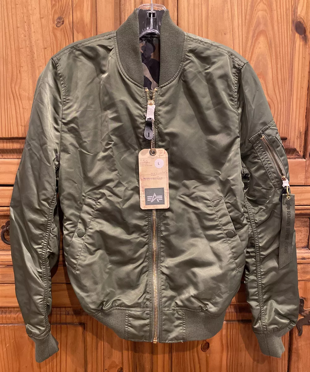 Alpha Industries reversible bomber jacket Ma-1 Reversible men's green color