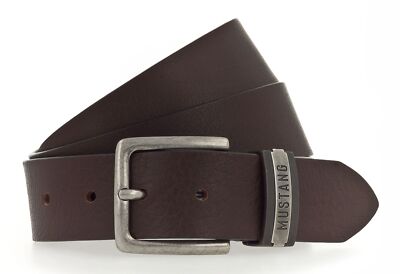 MUSTANG Classic Leather Belt W110 Gürtel Dark Brown dunkelbraun Neu