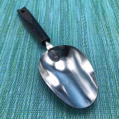 Vintage Ekco Level Full 1/4 Cup MeasurIng Scoop Chrome w Black Handle USA