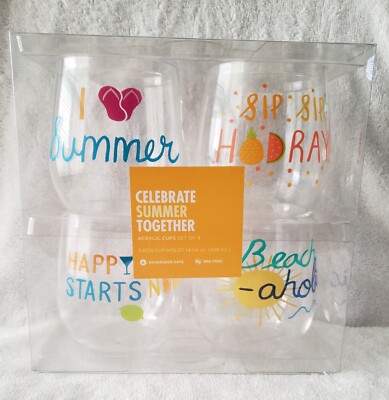 Kohl's Set Of Acrylic Stemless Wine Glasses, New | eBay