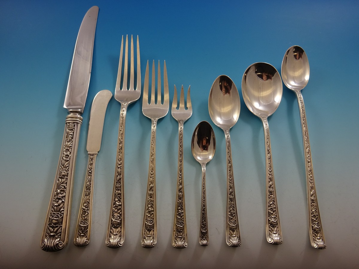 Windsor Rose by Watson Sterling Silver Flatware Set 12 Service 117