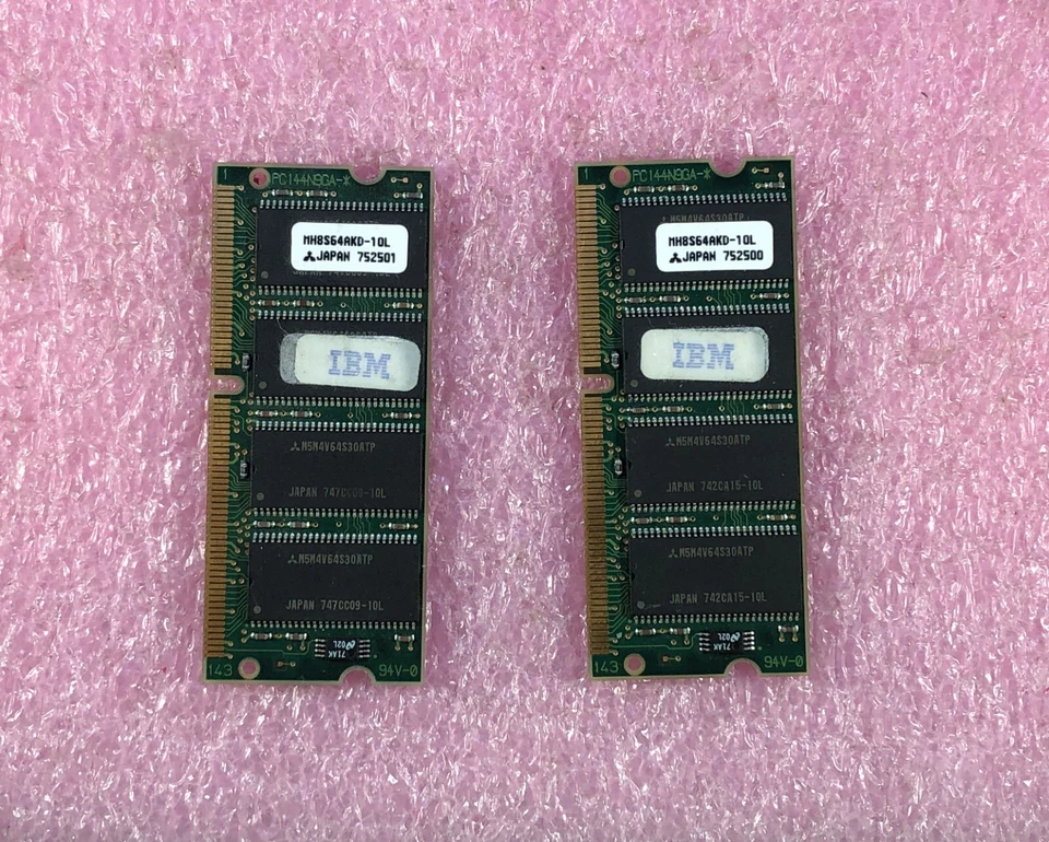 2 X 64MB IBM 66MHz PC66 NON-ECC MEMORY SODIMM - FRU: 42H2820 - 128MB TOTAL - Image 3 of 3