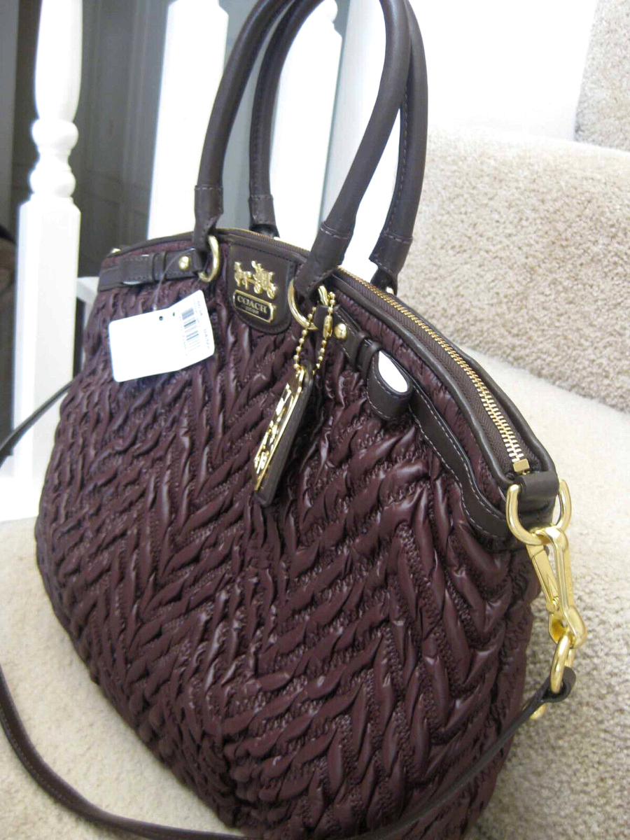 バッグ Coach Madison Chevron Lindsey Satchel COACH 18634 MADISON QUILTED CHEVRON NYLON LINDSEY SATCHEL