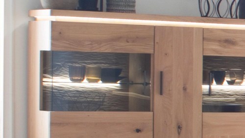Highboard Massivholz Anrichte Barcelona Balkeneiche Metall schwarzgrau 150 cm - Bild 2 von 13