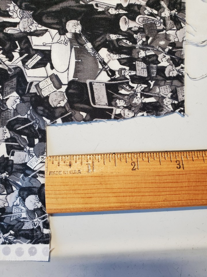 Andover Beautiful Music Orchestra Fabric Scant 1 Yard Black & White Ladyfingers eBay