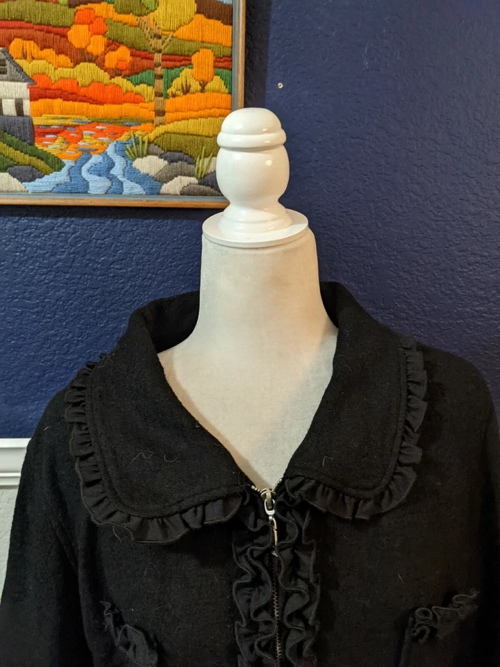 Mac & Jac Long Sleeve Collared Black Blazer Jacket Wool Blend Sz Extra Large XL - Image 2 of 4