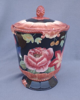Certified International Pamela Gladding Black Tapestry - Cookie Jar Canister 10''