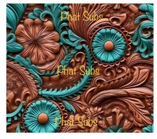 20oz Sublimation Tumbler Wrap Turquoise Flowers Ready To Press Heat Transfer