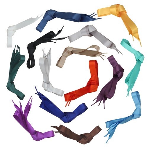 2cm Wide Unisex Various Colors Ribbon Satin Shoe Laces Flat Sport Shoelaces - Picture 6 of 24