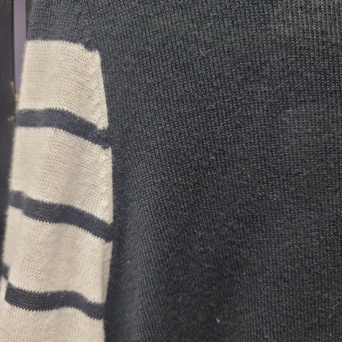 BCBGMAXAZRIA Open Front Long Sleeve Black With White Striped Cardigan XL A26 - Picture 13 of 14