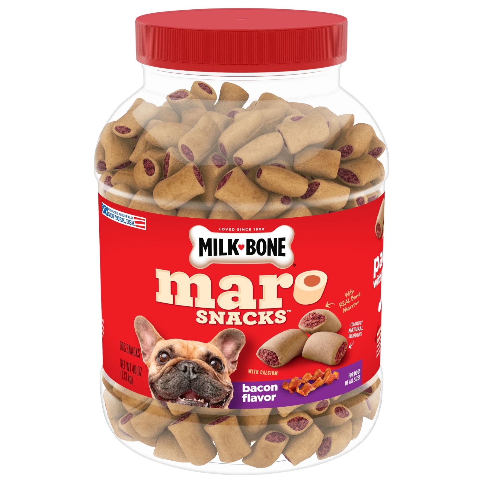 Milk-Bone MaroSnacks Dog Treats, Bacon Flavor, Small Size, 40 Ounce