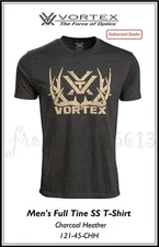 VORTEX OPTICS Men's Full Tine SS T-Shirt Charcoal Heather 121-45-CHH Auth Dealer