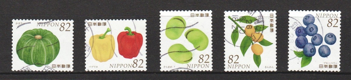 JAPAN 2016 VEGETABLES & FRUITS SERIES NO. 6 82 YEN COMP. SET 5