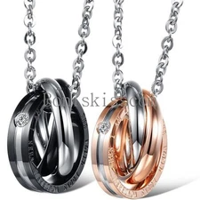 Love Promise Ring Couple Pendant Necklace Boyfriend Girlfriend Valentine Gift