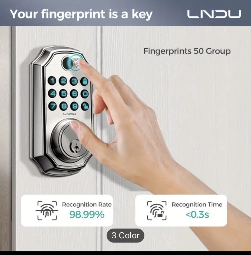 WiFi Smart Fingerprint Door Lock with Keypad D280W Keyless Deadbolt APP Control  -image