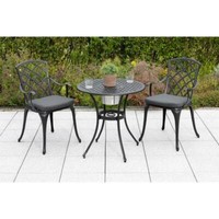 Merxx GartenmöBel Rhodos Set 5Tlg. 2 Sessel + 2 Sitzkissen + 1 Tisch Ø70Cm