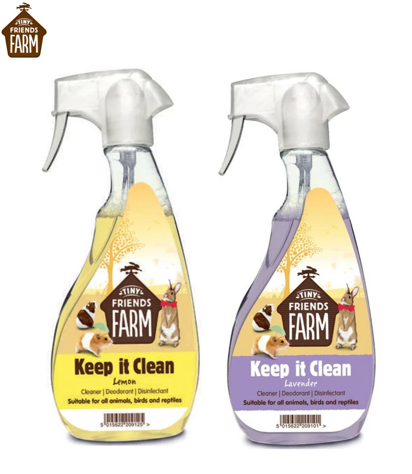 TINY FRIENDS FARM 2 X 500 ML KEEP IT CLEAN TINY FRIEND SMALL ANIMAL BIRD REPTILE CAGE CLEANER