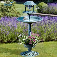 Happy Beaks Garden Bird Bath Feeding Station Hotel Solar Powered Light Planter