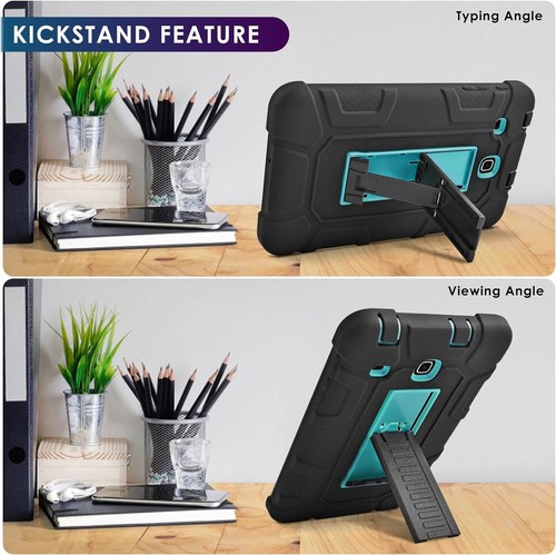 Shockproof Hybrid Case Kickstand Galaxy Black/ Blue for Samsung Galaxy Tab E 8.0 - Picture 6 of 15