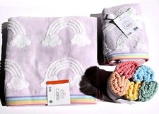 CARO PURPLE LILAC RAINBOW 100% COTTON KIDS BATH,OR 2 HAND TOWEL OR 5 WASHCLOTHS