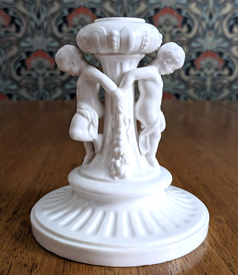 Kerzenständer 19. Jahrhundert Keramik Porzellan Cherub viktorianisch Minton ?