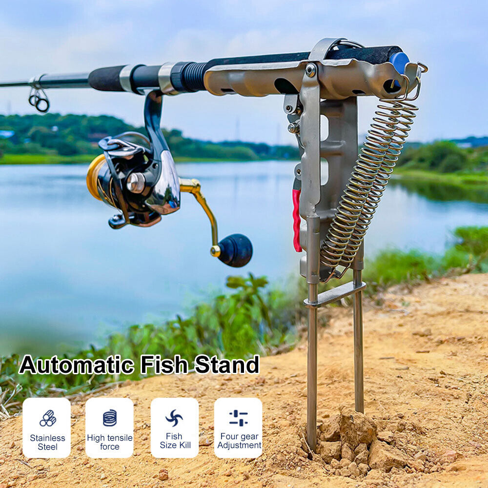 Steel Automatic Spring Fishing Rod Holder Pole Stand for Ground Support  Brackets