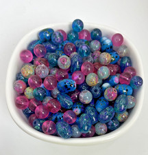Glass Bead "Pink Blue Skies" Mix Rounds Barrels Jewelry Bracelets 120 beads/3oz