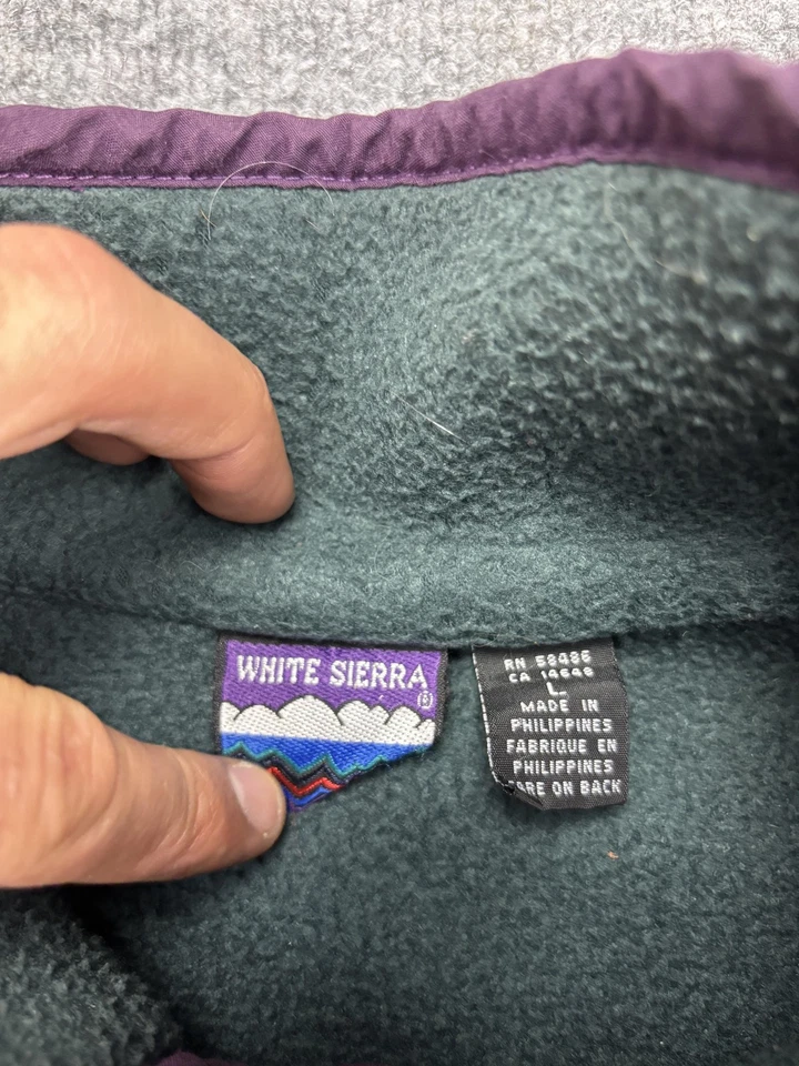 Pullover Sierra Blanco Para Hombre Grande Verde Polar Cuarto A Presión Cuello Simulado Cordón Foto 3 de 4