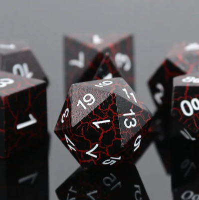    Wyrmscale Black & Red Metal DnD Dice Set | Dungeons &Dragons RPG AD&D