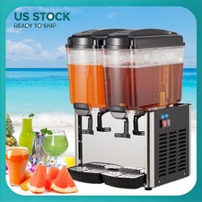Cold Beverage Dispenser 2‑Tank 9.5 Gallon Juice Machine w/ Thermostat Controller