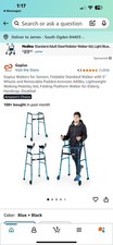 Bariatric Folding Walker Lightweight Stable U-Shaped Design 350 Lbs, Blue