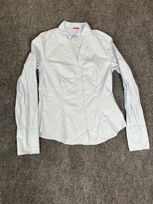 Esprit Womens Light Blue Button Up Shirt Long Sleeve Cotton Blend No Size Tag S?