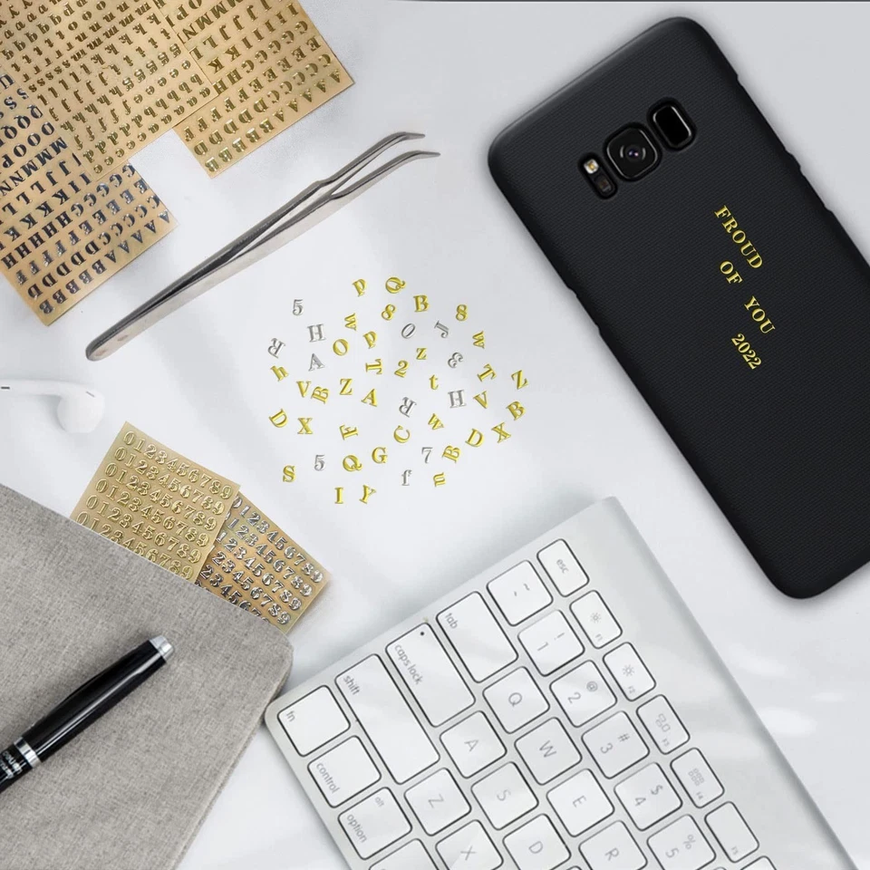 18 Sheets Small Letter Stickers for Resin Mini Gold/Silver Alphabet Number - Image 4 of 4