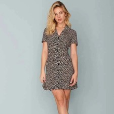 Reformation Hilde Black Ditzy Floral Mini Linen Dress XS Preppy Y2K 90s Cottage