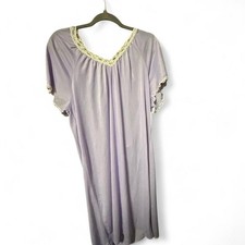 Vintage lilac lavender Blair chemise nightgown with lace edging. Soft silky L