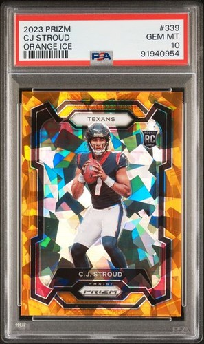 POP=226 2023 Panini Prizm Orange ICE! CJ Stroud Rookie Card #339 PSA 10 Football