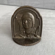 Vintage 1929 Charles Lindbergh Aviator Pilot Art Deco Cast Iron Bookend