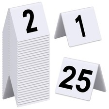 Tuanse Table Numbers 1-25 Acrylic Double 2.5 x 2.17 x 2 inches, White, Black