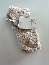 Barefoot Dreams CozyChic Heather White Beige Socks NEW Lounge Cozy