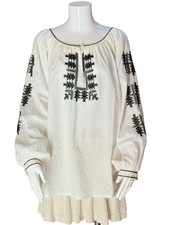 Karen Kane Tunic Peasant Embroidered Hippy Scoop Neck Long Slvs Relaxed Fit 2XL