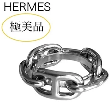 Hermes Chaine dAncre Scarf Ring Silver Tone Rare Vintage Accessory Jewelry