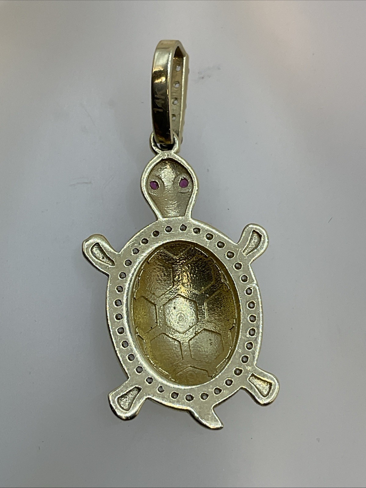 TURTLE Charm Pendant Solid 13K Two Tone Gold Crea… - image 3