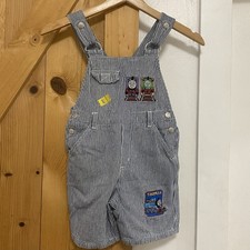 Vintage Y2K Thomas The Train Pinstripe Short Overalls Size 5T