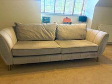 Sofology Grey Velvet 3 Seater Sofa Pad Arms Solid Modern 240cm W x95 x76