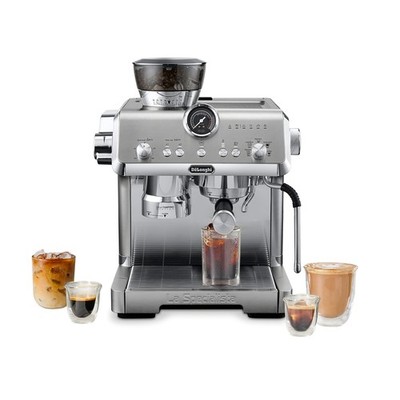 Espresso Machine 19 Bar Pressure Smart Tamping Burr Grinder De Longhi DeLonghi